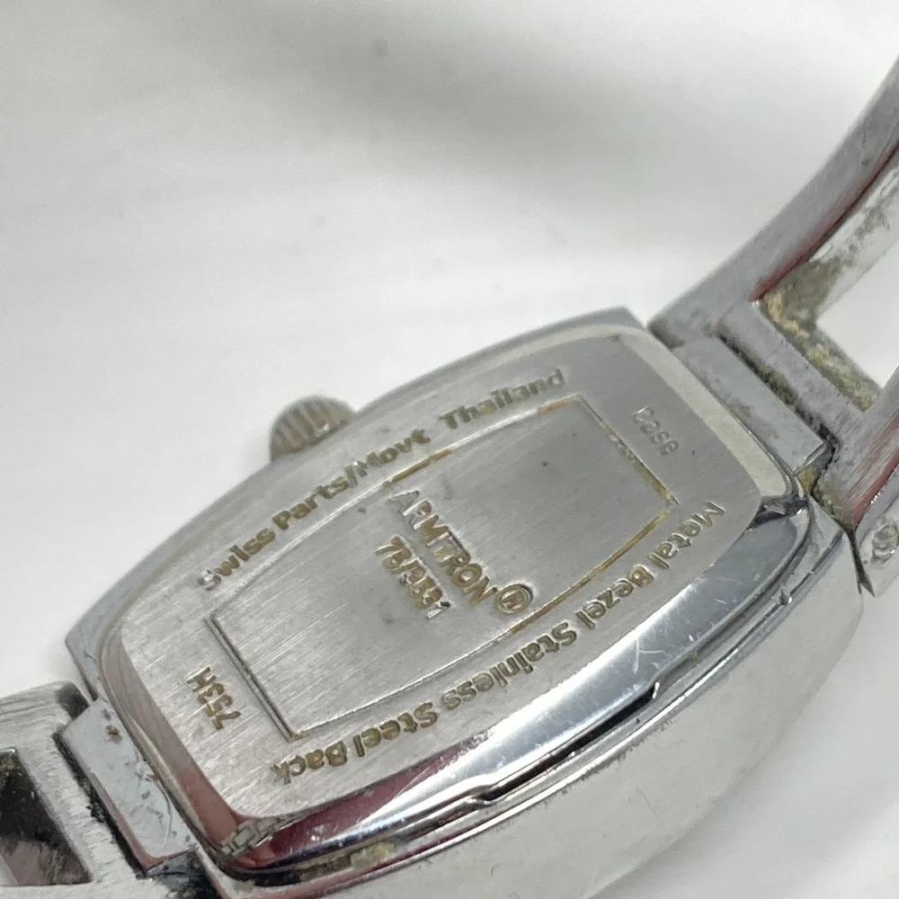Armitron Watch Women 18mm Silver Tone Crystals Bling MOP Dial New Battery 6.5